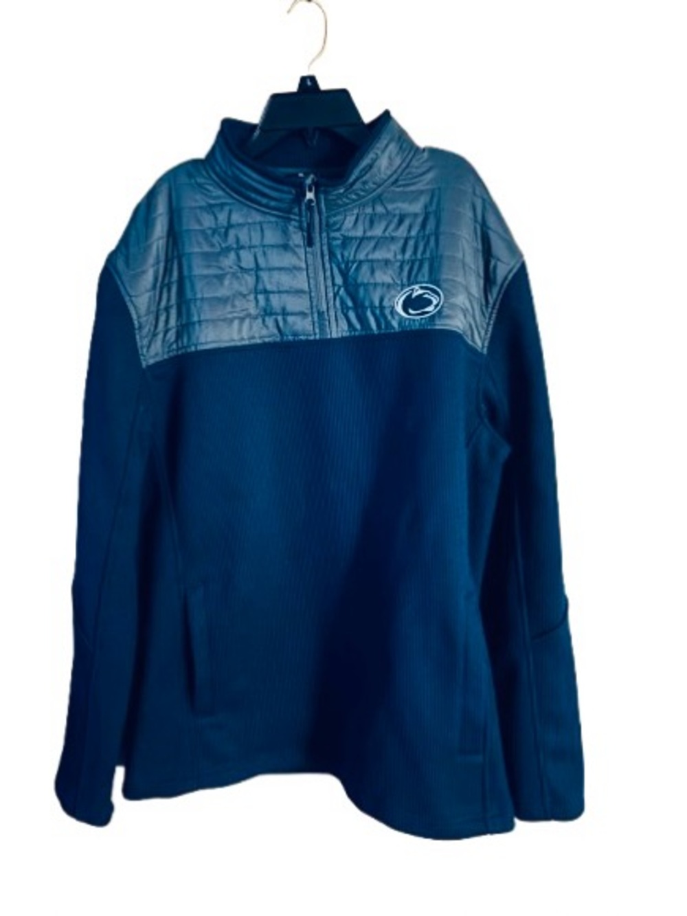 Penn State Nittany Lions Men Blue Blocker Corded Polar Fleece 1/4 Zip Jacket XL